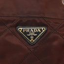 PRADA Chain Shoulder Bag Nylon Brown Gold Auth bs27847-17