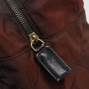 PRADA Chain Shoulder Bag Nylon Brown Gold Auth bs27847-10