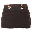 PRADA Chain Shoulder Bag Nylon Brown Gold Auth bs27847-2