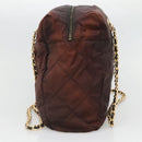 PRADA Chain Shoulder Bag Nylon Brown Gold Auth bs27847-4