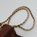 PRADA Chain Shoulder Bag Nylon Brown Gold Auth bs27847-8