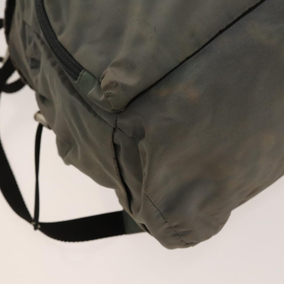 PRADA Backpack Nylon Khaki Silver Auth bs27852