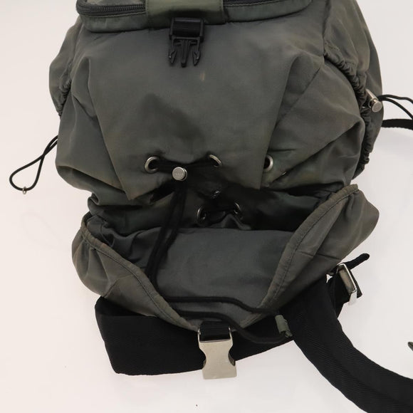 PRADA Backpack Nylon Khaki Silver Auth bs27852