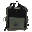 PRADA Backpack Nylon Khaki Silver Auth bs27852-2