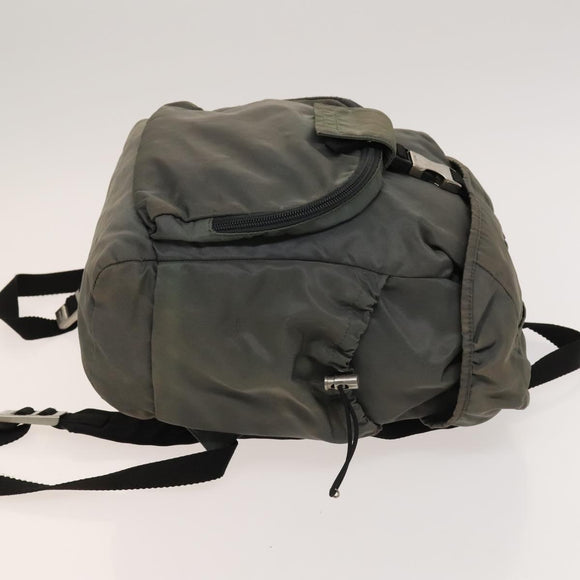 PRADA Backpack Nylon Khaki Silver Auth bs27852