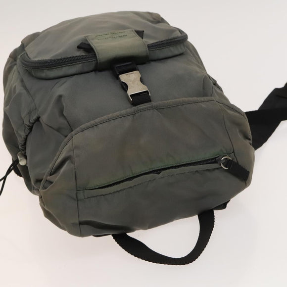 PRADA Backpack Nylon Khaki Silver Auth bs27852