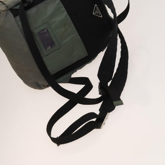 PRADA Backpack Nylon Khaki Silver Auth bs27852