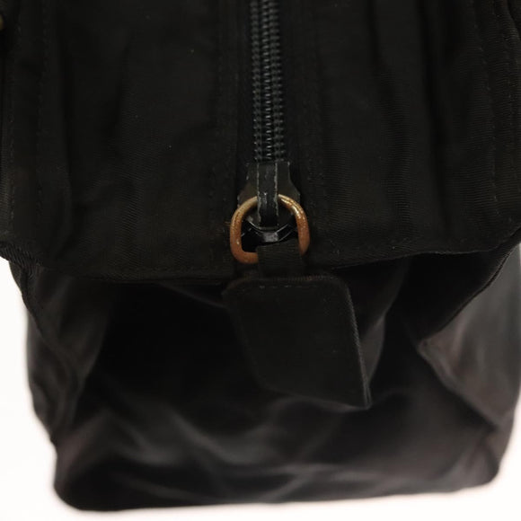 PRADA Hand Bag Nylon Black Gold Auth bs27856