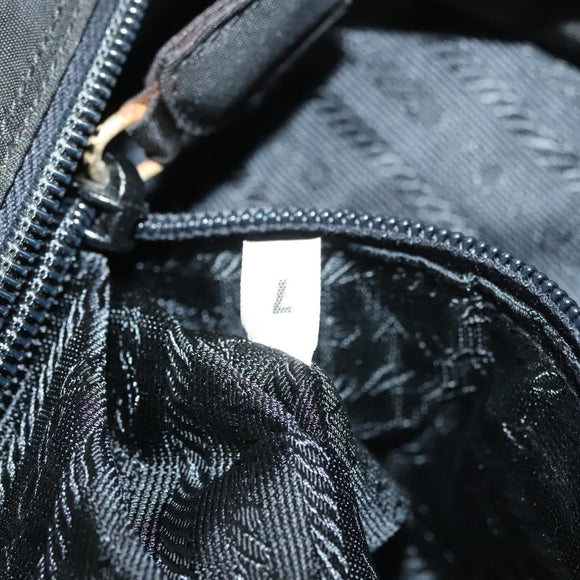 PRADA Hand Bag Nylon Black Gold Auth bs27856
