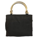 PRADA Hand Bag Nylon Black Gold Auth bs27856-2