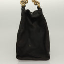 PRADA Hand Bag Nylon Black Gold Auth bs27856-3
