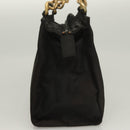 PRADA Hand Bag Nylon Black Gold Auth bs27856-4
