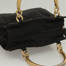 PRADA Hand Bag Nylon Black Gold Auth bs27856-6