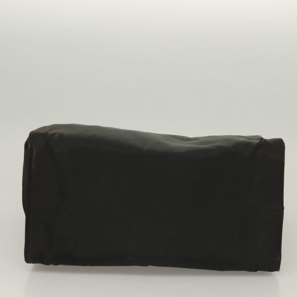 PRADA Hand Bag Nylon Black Gold Auth bs27856