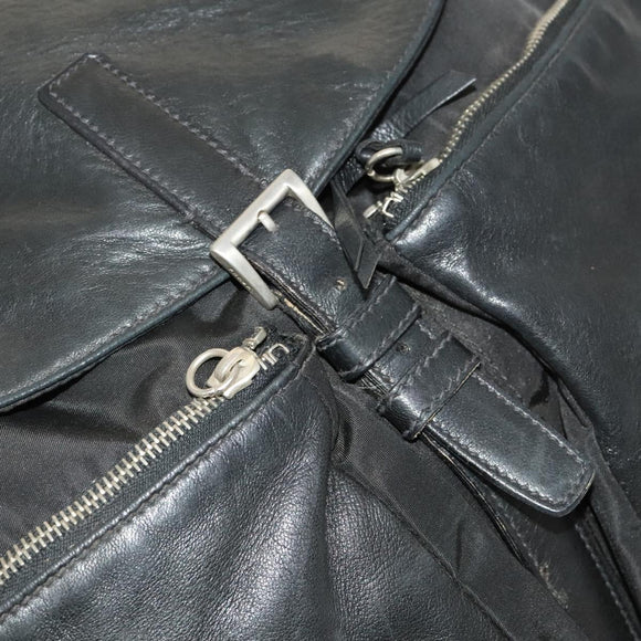PRADA Backpack Nylon Black Silver Auth bs27860