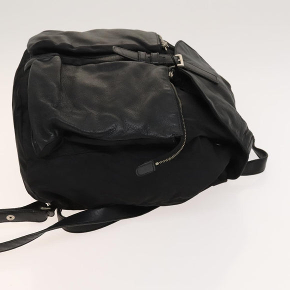 PRADA Backpack Nylon Black Silver Auth bs27860