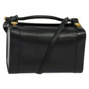 HERMES Cosmos Hand Bag Leather 2way Black Gold Auth bs27866-1