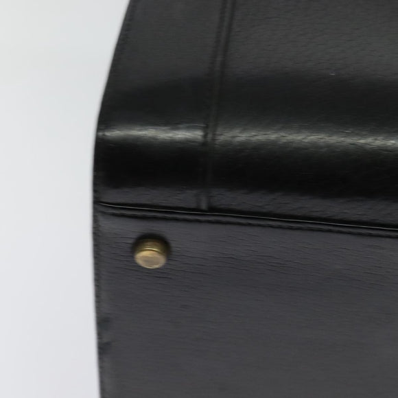 HERMES Cosmos Hand Bag Leather 2way Black Gold Auth bs27866