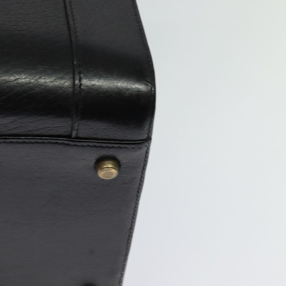 HERMES Cosmos Hand Bag Leather 2way Black Gold Auth bs27866