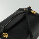 HERMES Cosmos Hand Bag Leather 2way Black Gold Auth bs27866-6