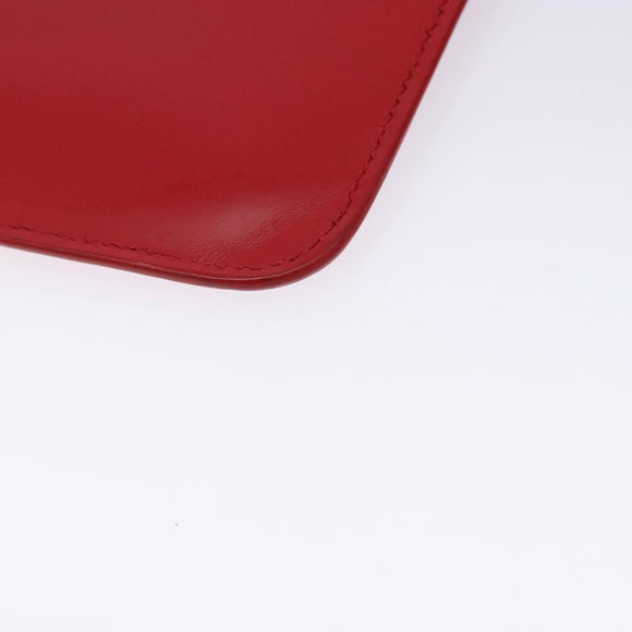 GIVENCHY Clutch Bag Leather Red Silver Auth bs27868