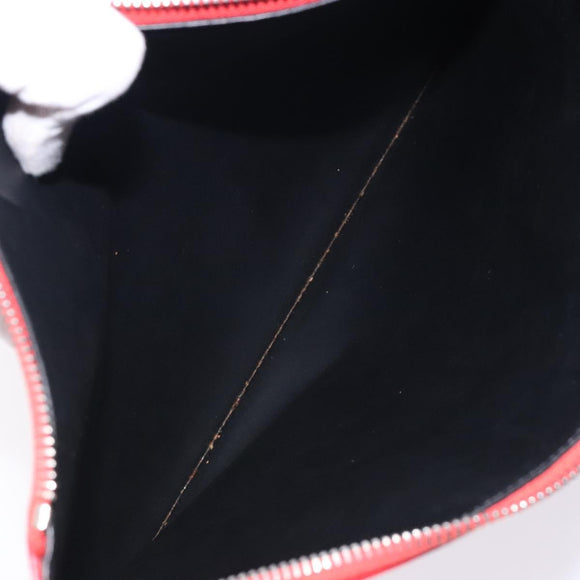 GIVENCHY Clutch Bag Leather Red Silver Auth bs27868