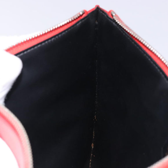 GIVENCHY Clutch Bag Leather Red Silver Auth bs27868