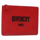 GIVENCHY Clutch Bag Leather Red Silver Auth bs27868-1