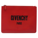 GIVENCHY Clutch Bag Leather Red Silver Auth bs27868-18