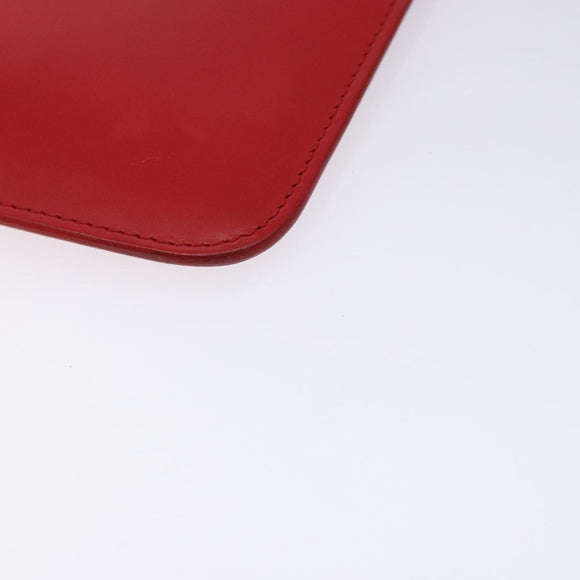 GIVENCHY Clutch Bag Leather Red Silver Auth bs27868