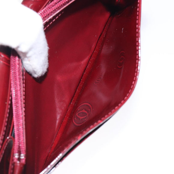 CARTIER Happy Birthday Long Wallet Enamel Bordeaux Auth bs27880