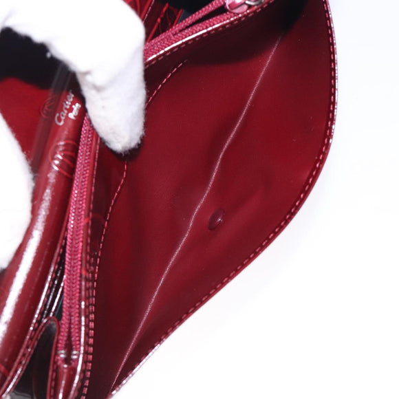 CARTIER Happy Birthday Long Wallet Enamel Bordeaux Auth bs27880