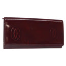 CARTIER Happy Birthday Long Wallet Enamel Bordeaux Auth bs27880-1