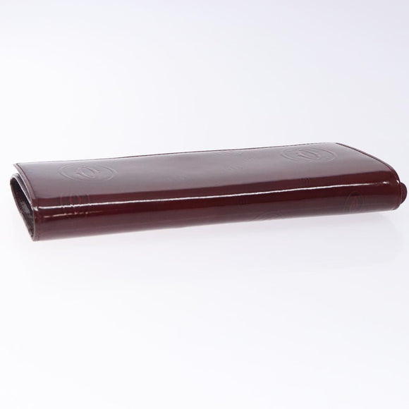 CARTIER Happy Birthday Long Wallet Enamel Bordeaux Auth bs27880
