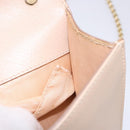 Salvatore Ferragamo Chain Vala Shoulder Bag Leather Beige Gold Auth bs27881-10