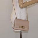 Salvatore Ferragamo Chain Vala Shoulder Bag Leather Beige Gold Auth bs27881-22