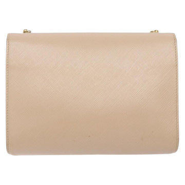 Salvatore Ferragamo Chain Vala Shoulder Bag Leather Beige Gold Auth bs27881 - 0