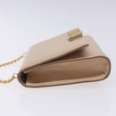 Salvatore Ferragamo Chain Vala Shoulder Bag Leather Beige Gold Auth bs27881-4