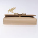 Salvatore Ferragamo Chain Vala Shoulder Bag Leather Beige Gold Auth bs27881-5