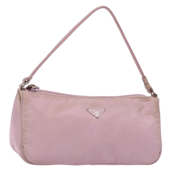PRADA Accessory Pouch Nylon Pink Silver Auth bs27882