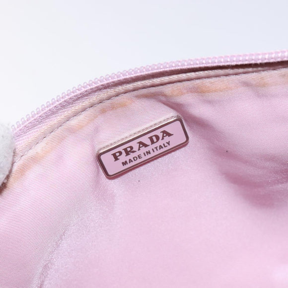 PRADA Accessory Pouch Nylon Pink Silver Auth bs27882