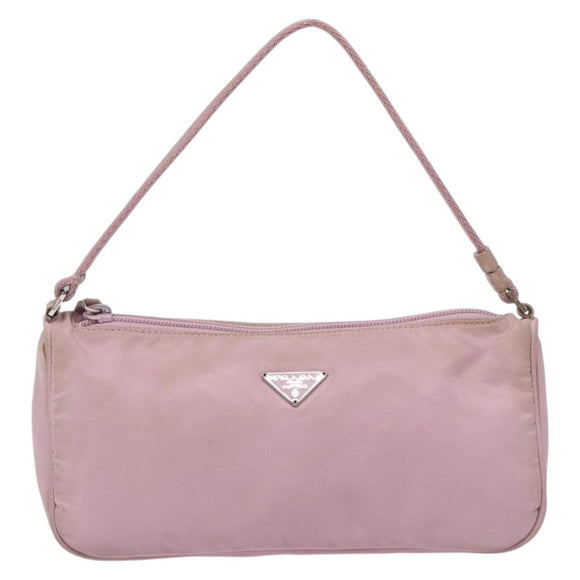 PRADA Accessory Pouch Nylon Pink Silver Auth bs27882