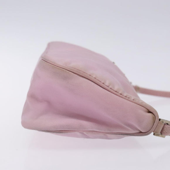 PRADA Accessory Pouch Nylon Pink Silver Auth bs27882