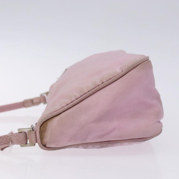 PRADA Accessory Pouch Nylon Pink Silver Auth bs27882