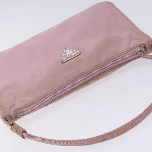PRADA Accessory Pouch Nylon Pink Silver Auth bs27882
