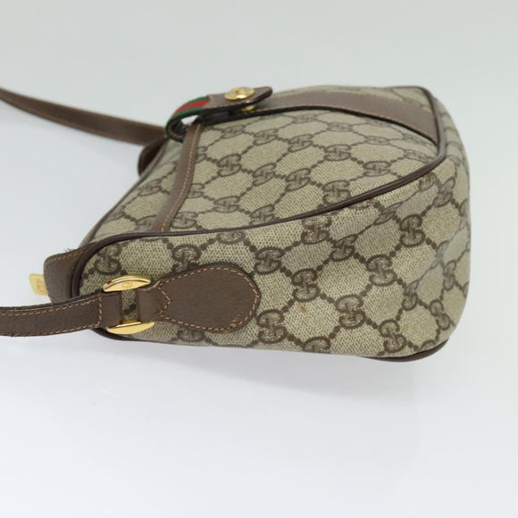 GUCCI GG Supreme Web Sherry Line Bag PVC Beige Gold 89 02 032 Auth bs27889