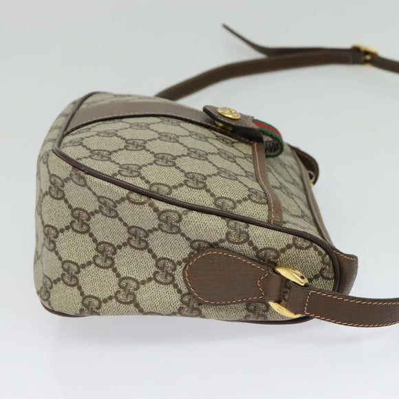 GUCCI GG Supreme Web Sherry Line Bag PVC Beige Gold 89 02 032 Auth bs27889