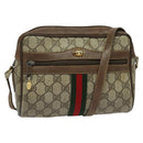 GUCCI GG Supreme Web Sherry Line Bag PVC Beige Gold 56 02 004 Auth bs27890-1