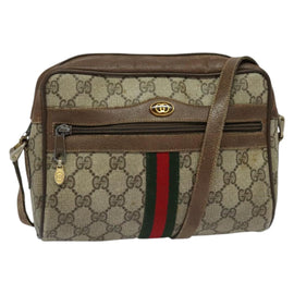 GUCCI GG Supreme Web Sherry Line Bag PVC Beige Gold 56 02 004 Auth bs27890