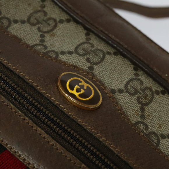 GUCCI GG Supreme Web Sherry Line Bag PVC Beige Gold 56 02 004 Auth bs27890